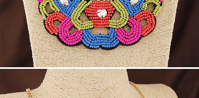 Bohemia Multi-color Beads Weave Decorated Hollow Out Collar Design,Bib Necklaces