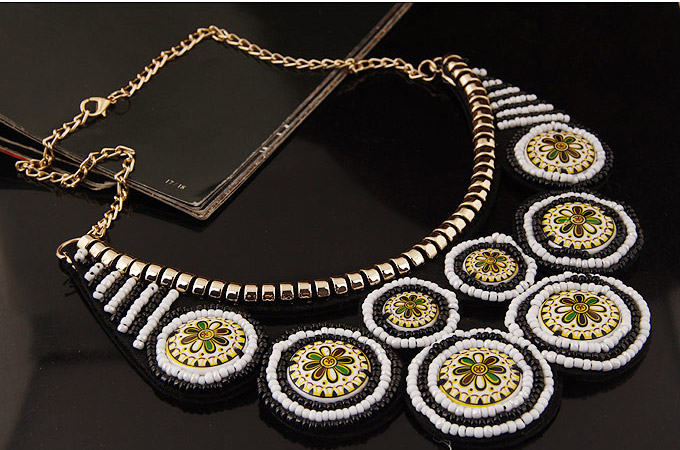 Bohemia White+black Round Shape Pendant Decorated Collar Design,Bib Necklaces