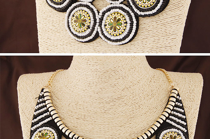 Bohemia White+black Round Shape Pendant Decorated Collar Design,Bib Necklaces