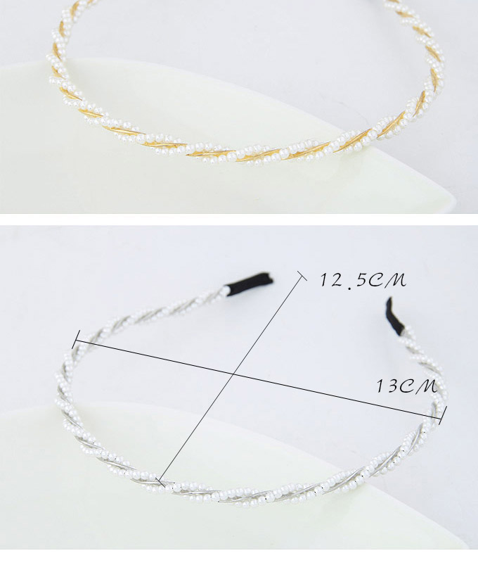 Elegant Gold Color Pearl Decorated Weave Design,Head Band