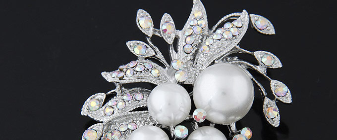 Fashion Gold Color Pearl Decorated Flower Shape Design  Alloy Korean Brooches,Korean Brooches