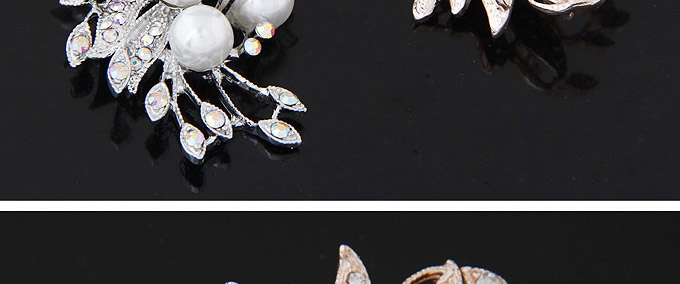 Fashion Silver Color Pearl Decorated Flower Shape Design  Alloy Korean Brooches,Korean Brooches