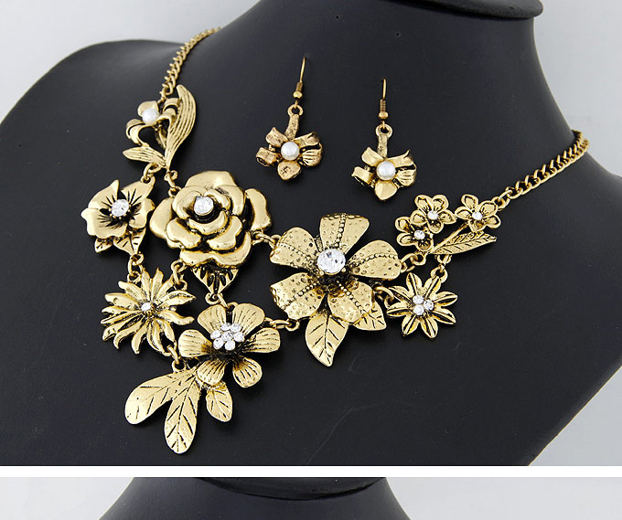 Retro Bronze Flower Decorated Simple Design,Jewelry Sets