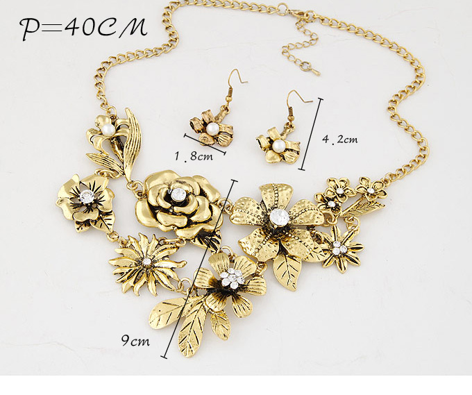 Retro Antique Silver Flower Decorated Simple Design,Jewelry Sets