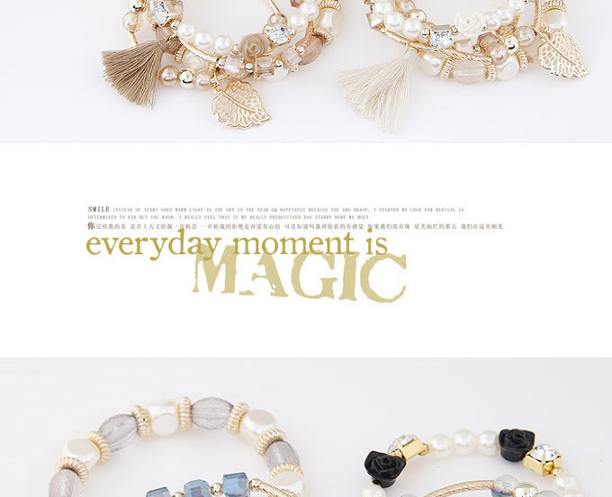 Sweet Light Coffee Multi-element Decorated Multilayer Design,Fashion Bracelets