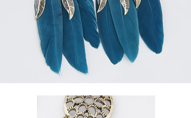 Personality Black Hollow Out Round Shape Decorated Feather Pendant Design,Drop Earrings