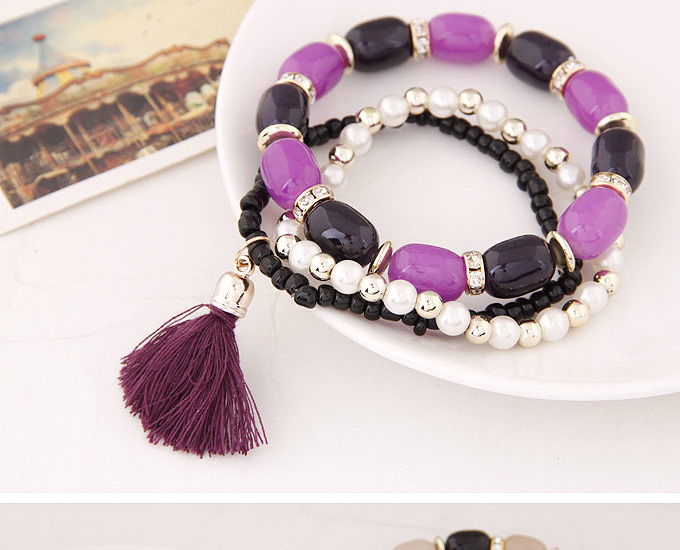 Fashion Black Tassel&beads Decorated Multilayer Design,Fashion Bracelets