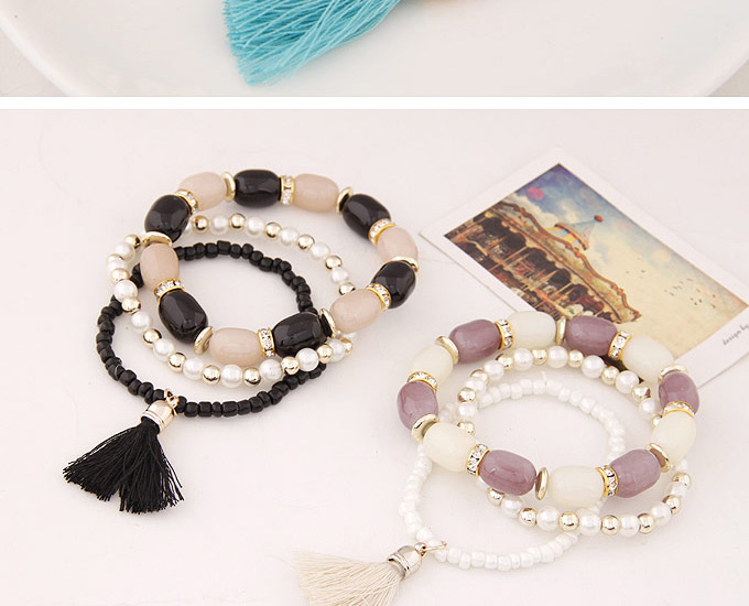 Fashion Black Tassel&beads Decorated Multilayer Design,Fashion Bracelets