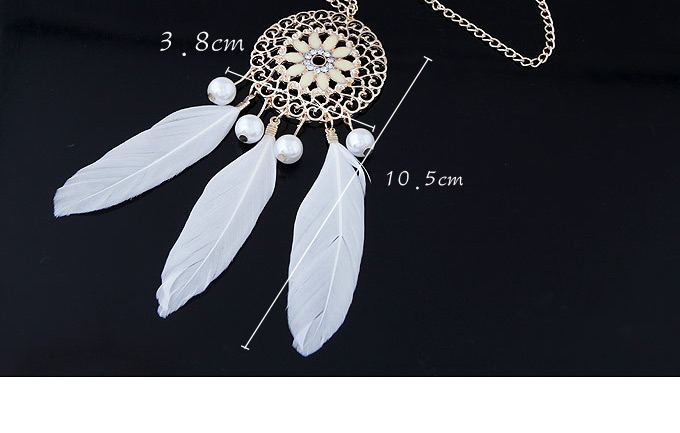 Personality Sapphire Blue Round Shape Decorated Feather Pendant Design,Chains