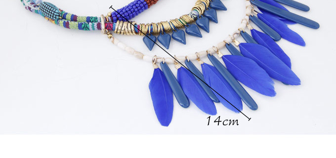 Personality Sapphire Blue Feather Pendant Decorated Multilayer Design,Pendants