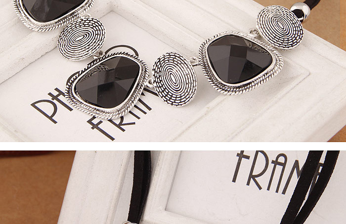 Exaggerated Black Gemstone Decorated Geometry Shape Simple Design,Pendants