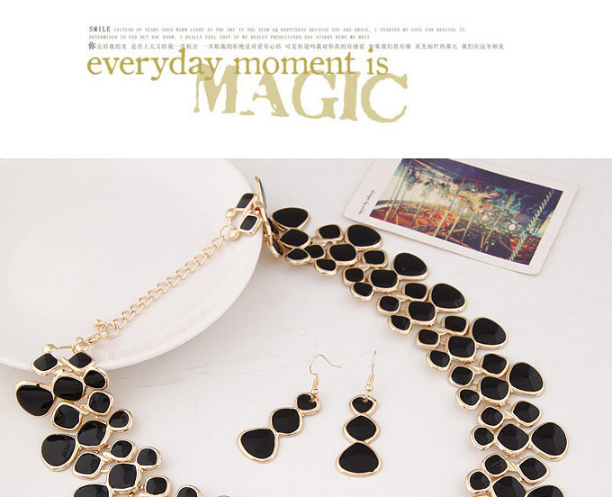 Fashion Black Irregular Geometrical Diamond Decorated Collar Shape Design,Jewelry Sets