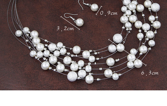Fashion White Pearl Weave Decorated Multilayer Design,Jewelry Sets