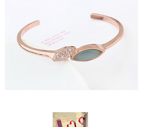 Exquisite Rose Gold+white Oval Shape Diamond Decorated Open Design  Alloy Crystal Bracelets,Crystal Bracelets