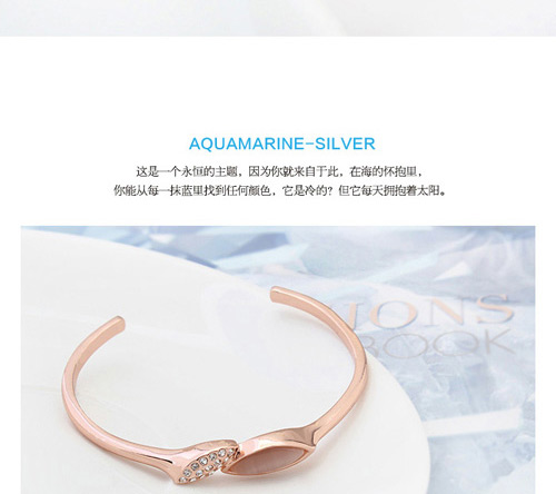 Exquisite Rose Gold+white Oval Shape Diamond Decorated Open Design  Alloy Crystal Bracelets,Crystal Bracelets