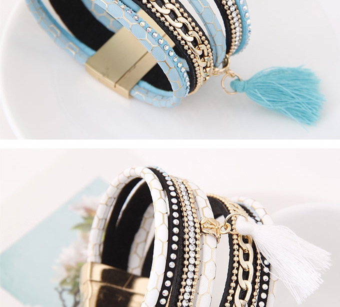 Temperamental Black+white Tassel Pendant Decorated Multilayer Design Alloy Korean Fashion Bracelet,Fashion Bracelets