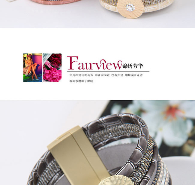 Fashion Apricot Round Shape Decorated Multilayer Design Alloy Korean Fashion Bracelet,Fashion Bracelets