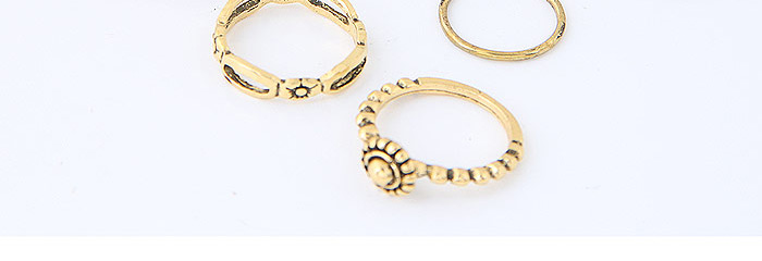 Trendy Gold Color Flower Decorated Simple Design(10pcs),Fashion Rings