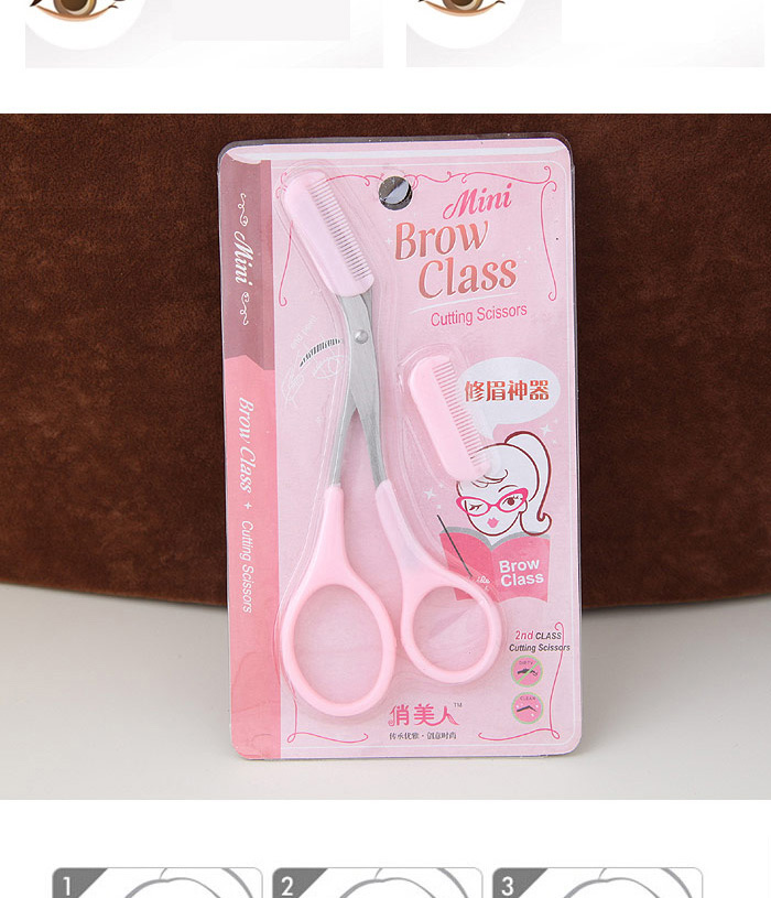Fashion Pink Candy Color Simple Design With Comb Eyebrow Scissors,Beauty tools
