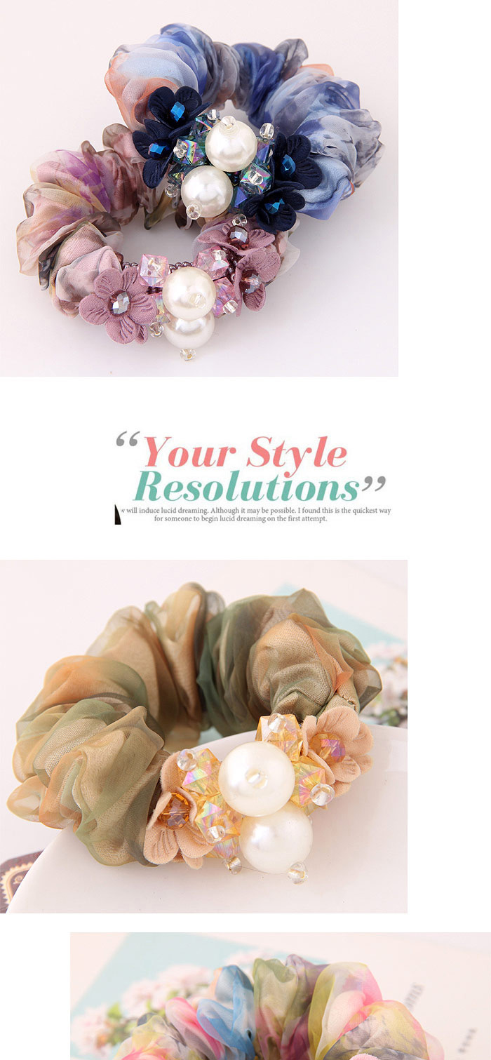 Fashion Purple Flower&pearl Decorated Simple Design  Lace Hair band hair hoop,Hair Ring