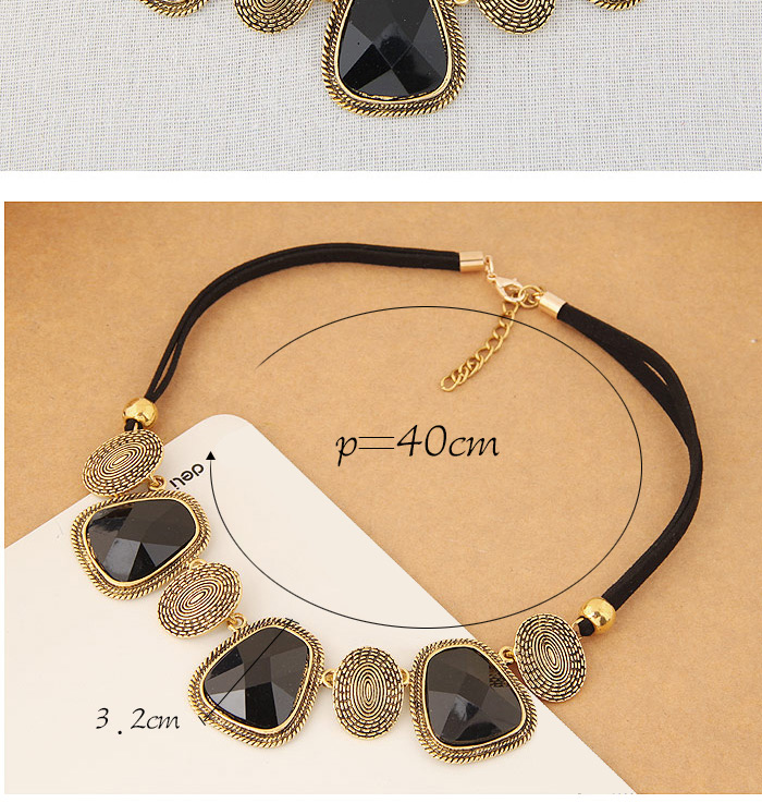 Fashion Black Geometry Shape Decorated Short Design,Bib Necklaces