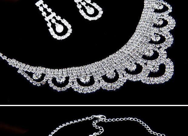 Fashion White Diamond Decorated Waterdrop Shape Hollow Out Design,Jewelry Sets