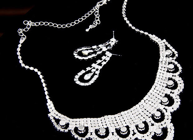 Fashion White Diamond Decorated Waterdrop Shape Hollow Out Design,Jewelry Sets