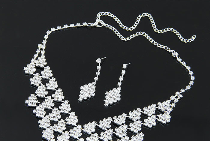 Fashion White Diamond Decorated Geometry Shape Hollow Out Design,Jewelry Sets