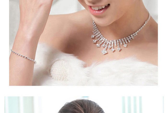 Fashion White Diamond Decorated Geometry Shape Hollow Out Design,Jewelry Sets