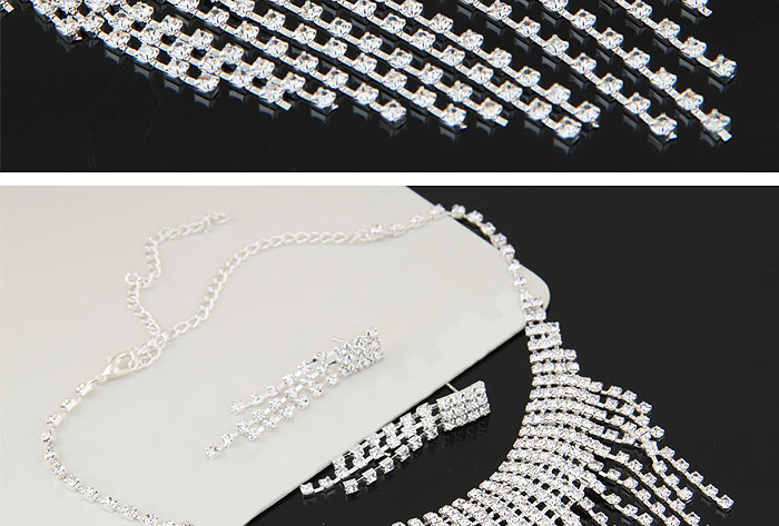 Fashion White Diamond Decorated Tassel Design,Jewelry Sets