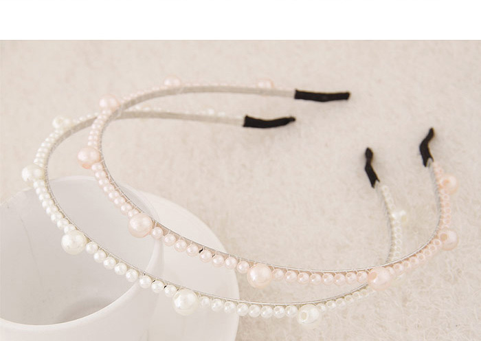Elegant White Pearl Weaving Decorated Pure Color Narrow Design  Alloy Hair band hair hoop,Head Band