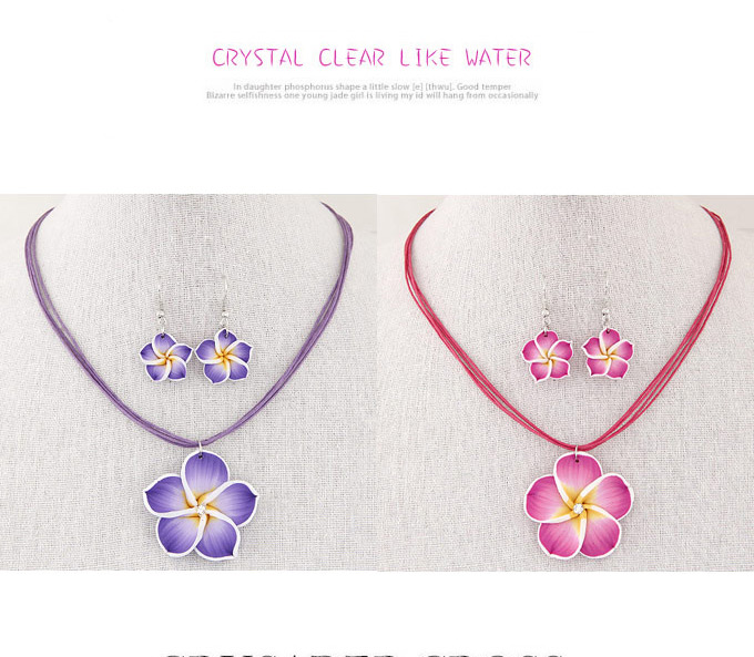 Sweet Red Flower Pendant Decorated Multilayer Short Design  Alloy Jewelry Sets,Jewelry Sets