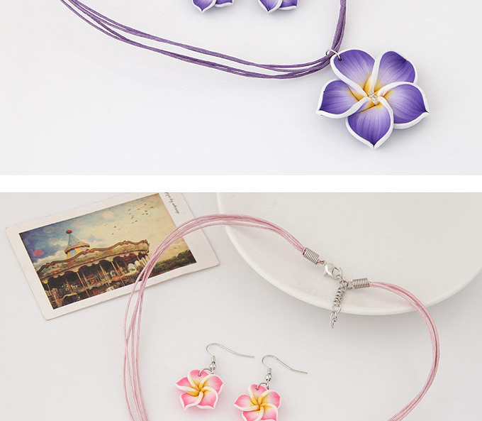 Sweet Red Flower Pendant Decorated Multilayer Short Design  Alloy Jewelry Sets,Jewelry Sets