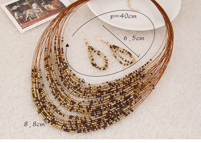 Bohemia Green Beads Weaving Decorated Multilayer Design  Alloy Jewelry Sets,Jewelry Sets