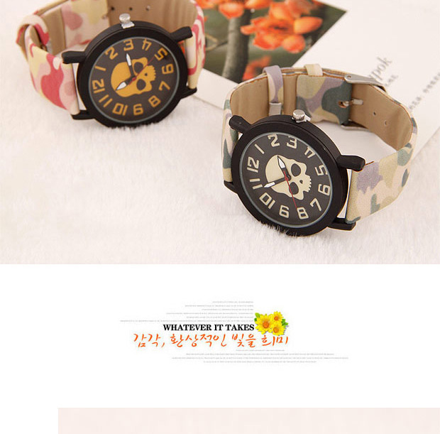 Personality Pink Skull Pattern Decorated Round Case Design  Alloy Ladies Watches,Ladies Watches