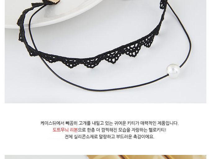 Trending White+black Pearl Decorated Double Layer Design,Chokers
