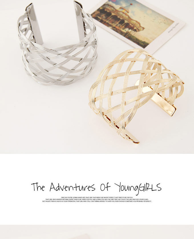 Trending Gold Color Hollow Out Metal Weave Opening Design,Fashion Bangles