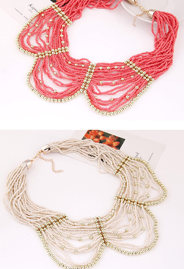 Fashion White Bead Decorated Necklace,Beaded Necklaces