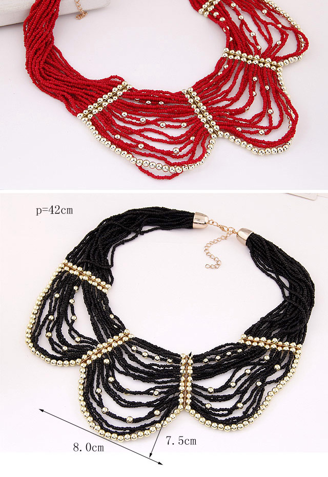 Fashion Black Bead Decorated Necklace,Beaded Necklaces