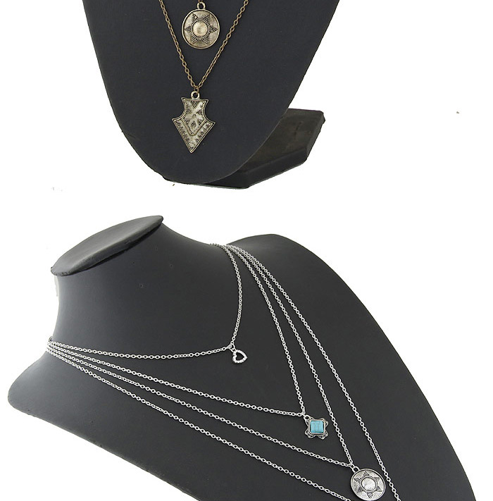 Bohemia Bronze Multielement Pendant Decorated Multilayer Design,Multi Strand Necklaces