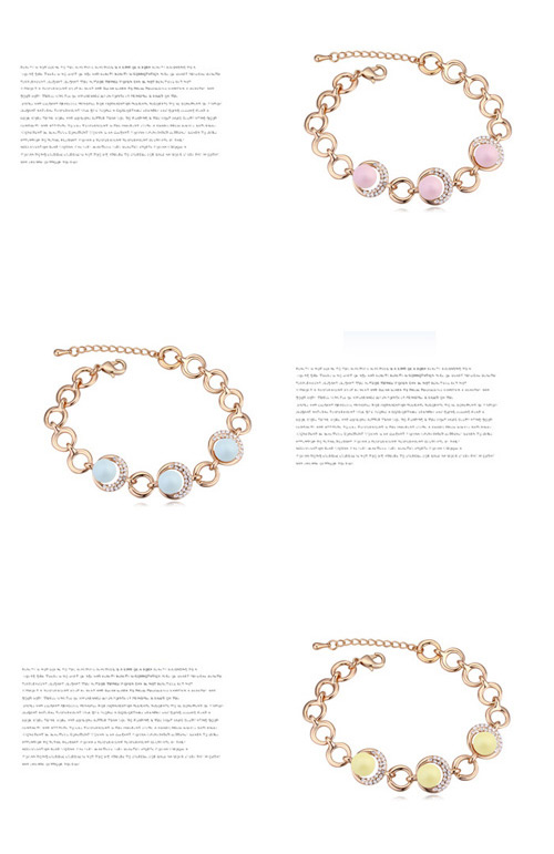 Elegant Champagne Gold+white Diamond&beads Decorated Circle Shape Design Alloy Crystal Bracelets,Crystal Bracelets