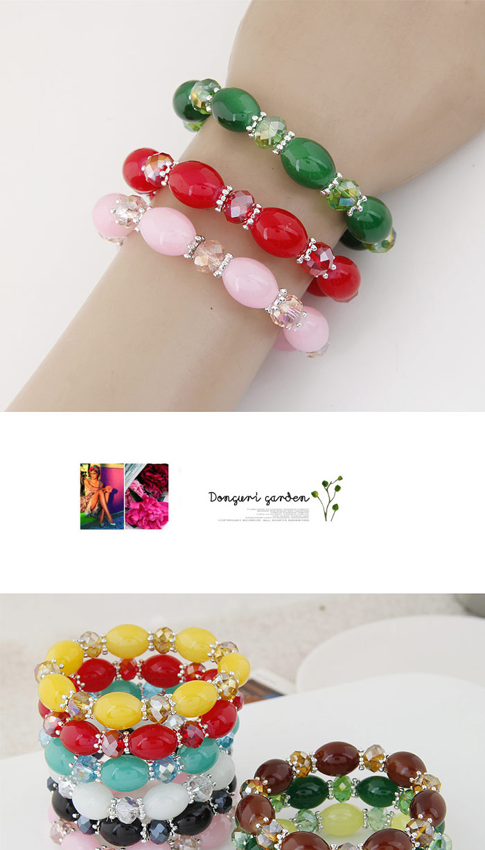 Sweet Red Oval Beads Decorated Simple Design Rhinestone Korean Fashion Bracelet,Fashion Bracelets