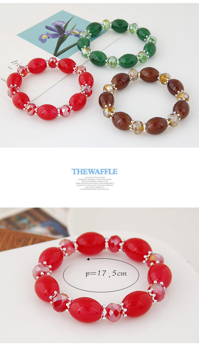 Sweet Red Oval Beads Decorated Simple Design Rhinestone Korean Fashion Bracelet,Fashion Bracelets