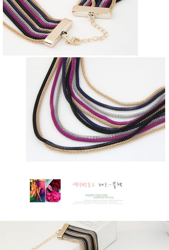 Fashion Multicolor Metal Decorated Multilayer Design,Chains