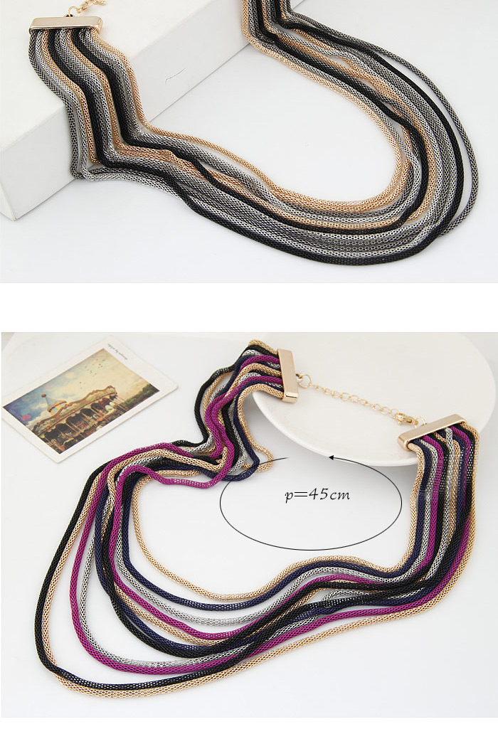 Fashion Multicolor Metal Decorated Multilayer Design,Chains