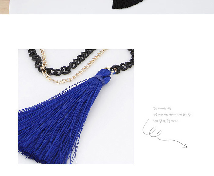 Fashion Blue Double Tassel Decorated Simple Design,Chokers