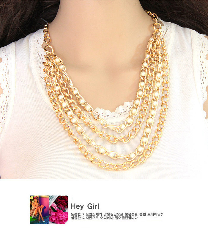 Fashion Gold Color Multilayer Chains Decorated Simple Design Alloy Chains,Chains