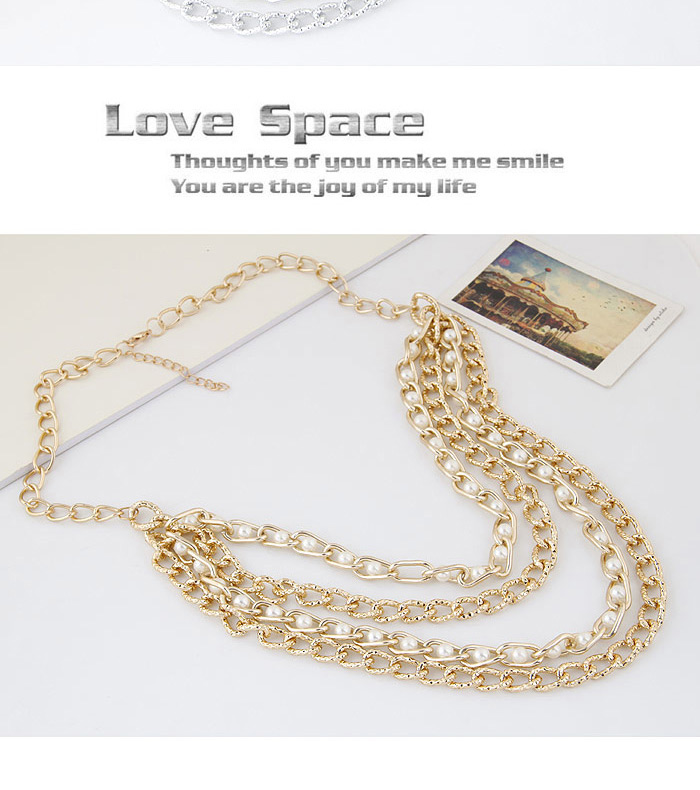 Fashion Silver Color Multilayer Chains Decorated Simple Design Alloy Chains,Chains