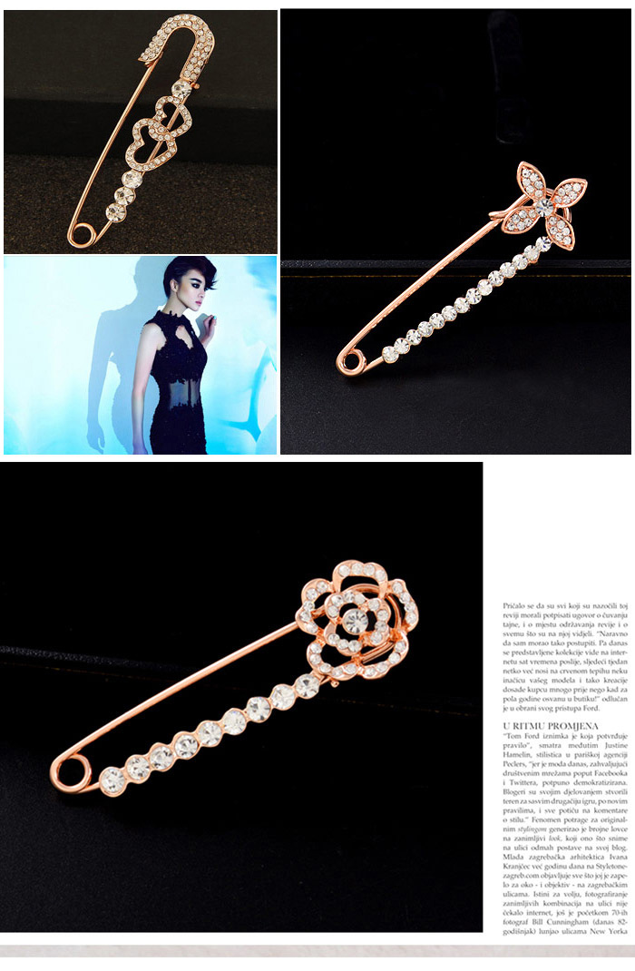 Fashion Gold Color Heart Shape Decorated Simple Design Alloy Korean Brooches,Korean Brooches
