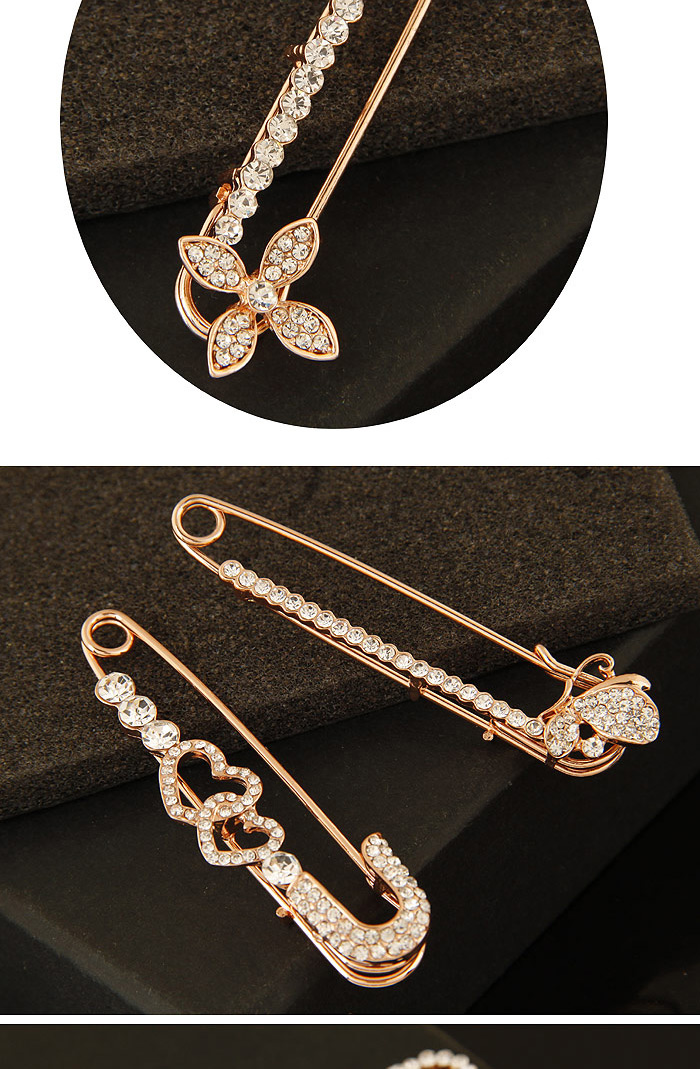Fashion Gold Color Heart Shape Decorated Simple Design Alloy Korean Brooches,Korean Brooches